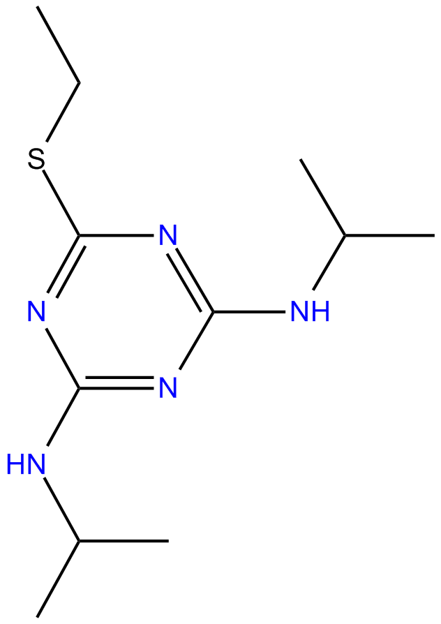 Image of 6-(ethylthio)-N,N'-bis(1-methylethyl)-1,3,5-triazine-2,4-diamine