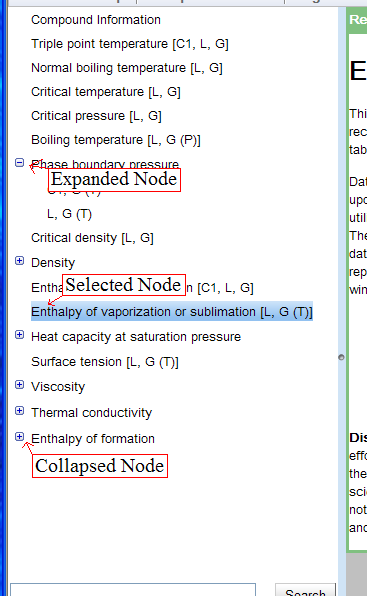 Screenshot of navigation tree