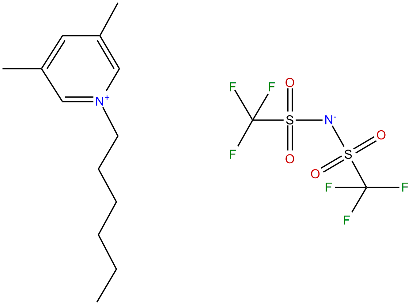 Image of 1-hexyl-3,5-dimethylpyridinium bis(trifluoromethylsulfonyl)imide