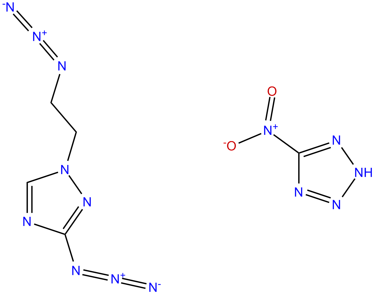 Image of 1-(2-azidoethyl)-3-azido-1,2,4-triazolium 5-nitrotetrazolate