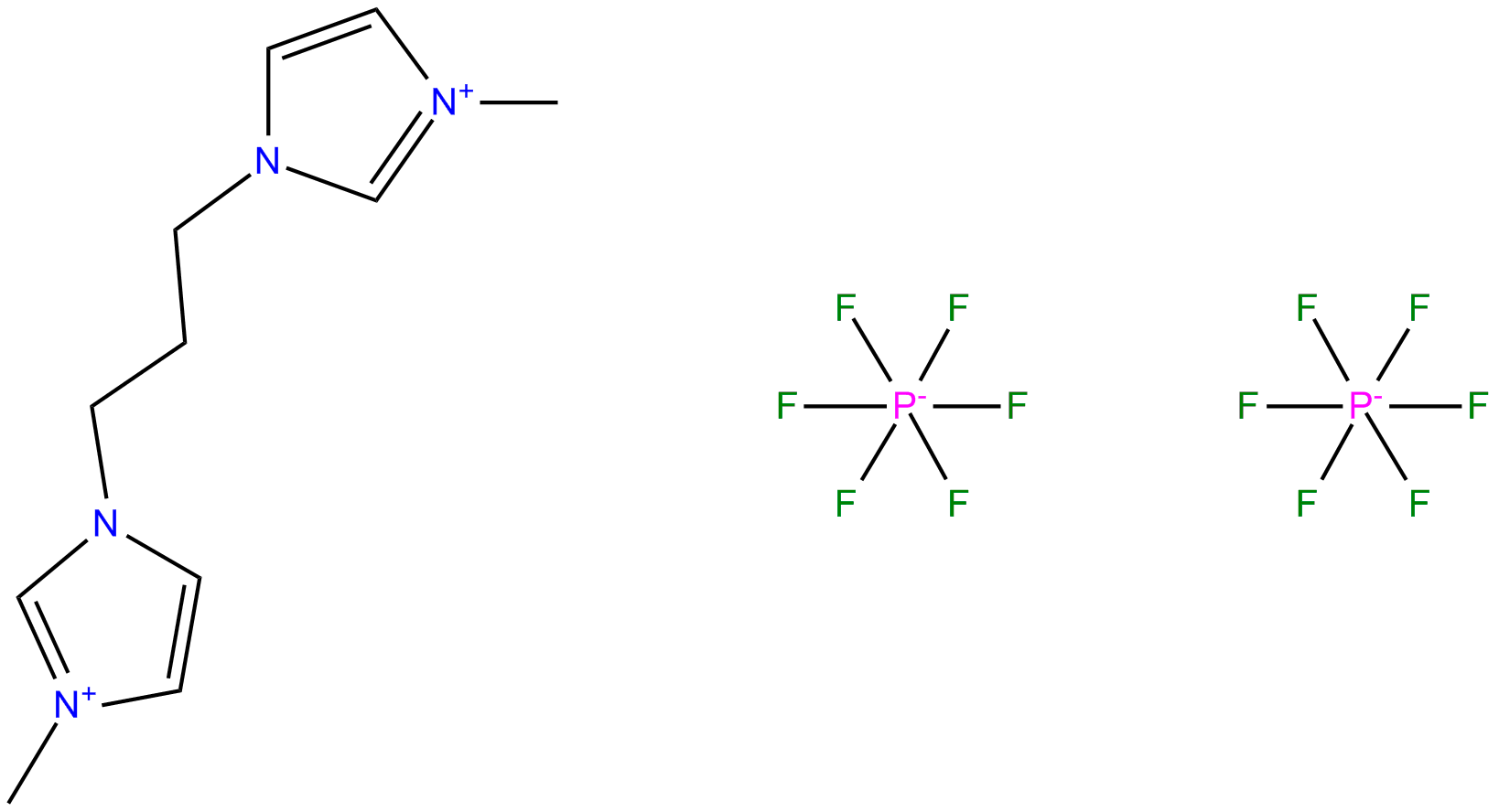 Image of 1,1'-(propane-1,3-diyl)-bis(3-methyl-1H-imidazolium-1-yl) dihexafluorophosphate