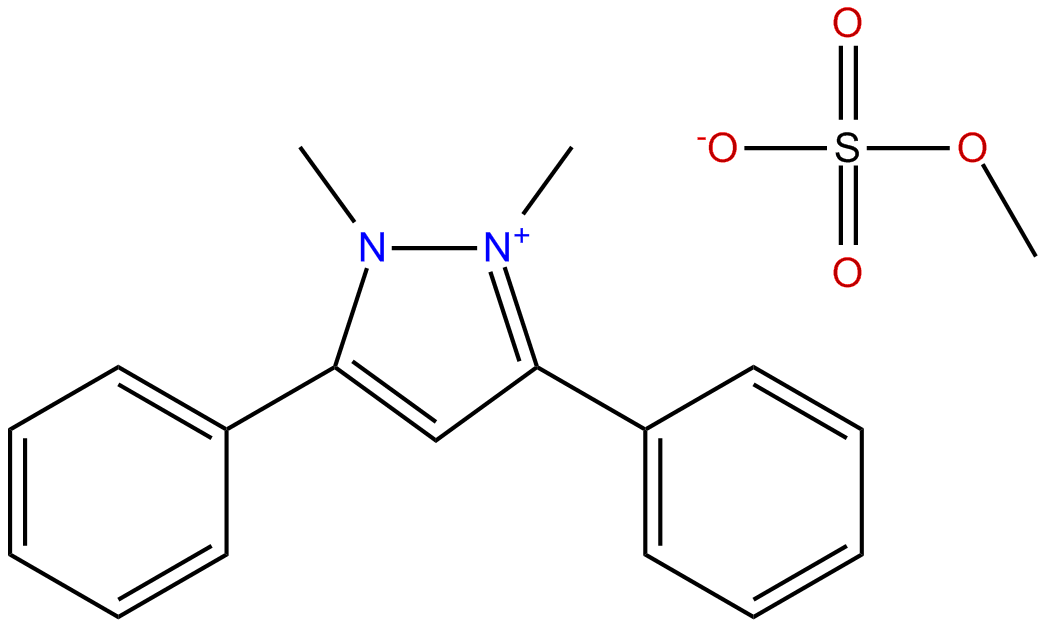 Image of 1,2-dimethyl-3,5-diphenyl-1H-pyrazolium methyl sulfate