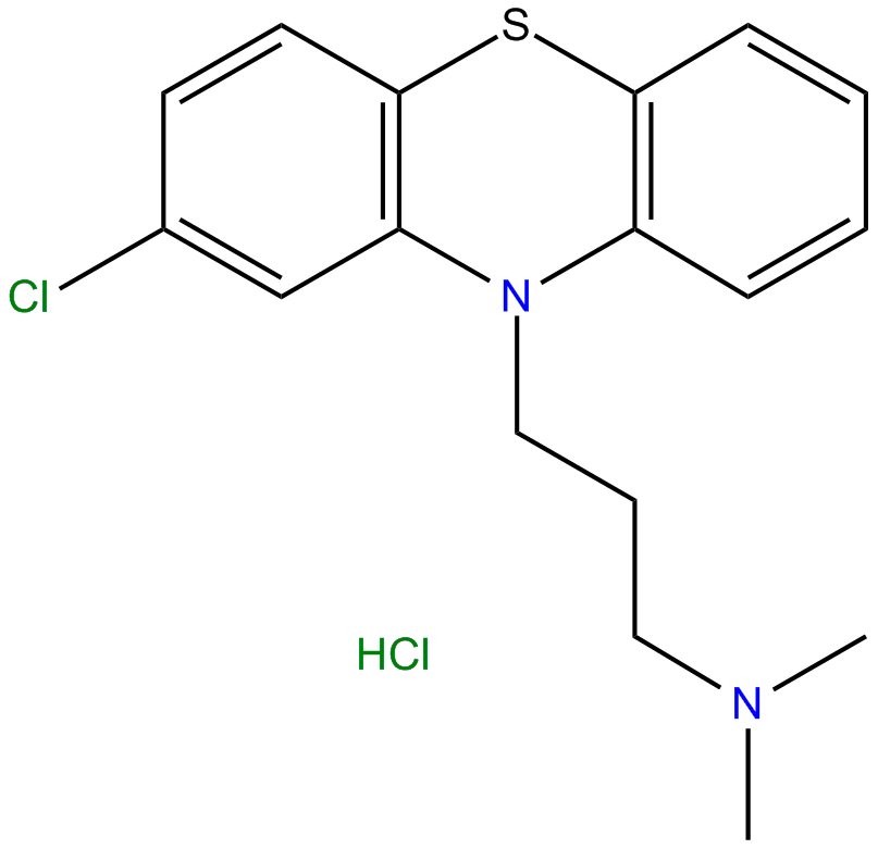 Image of 2-chloro-10-(3-dimethylaminopropyl)phenothiazine hydrochloride