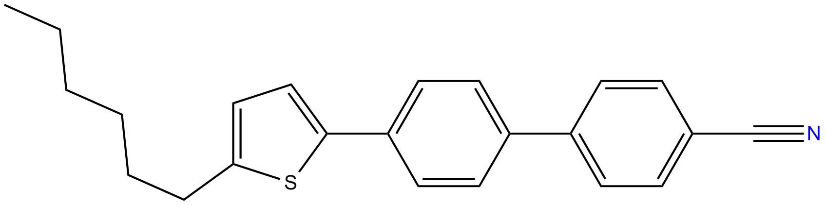 Image of 2-n-hexyl-5-(4'-cyanobiphenyl-4-yl)thiophene