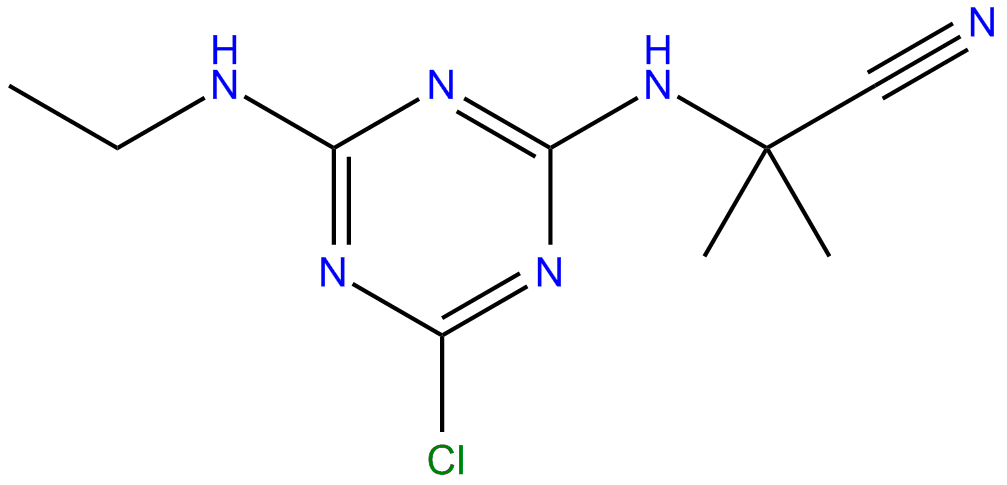 Image of 2-[(4-chloro-6-ethylamino-1,3,5-triazin-2-yl)amino]-2-methylpropanenitrile