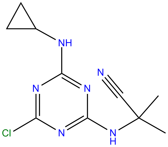 Image of 2-[[4-chloro-6-(cyclopropylamino)-1,3,5-triazin-2-yl]amino]-2-methylpropanenitrile