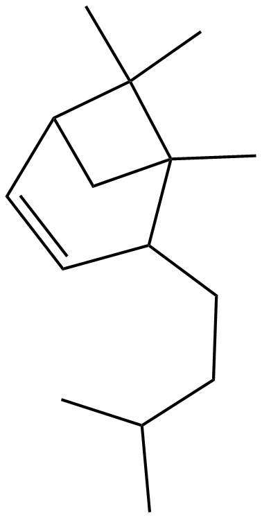 Image of 5,7,7-trimethyl-4-(3-methylbutyl)bicyclo[3.1.1]-2-heptene