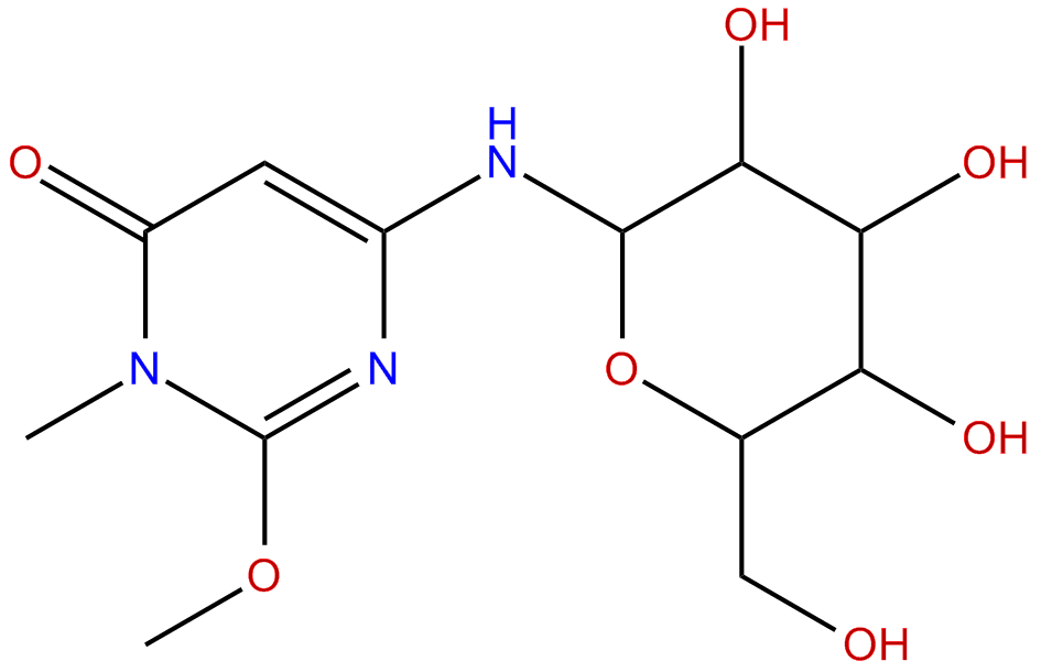 Image of 6-(.beta.-D-glucopyranosylamino)-2-methoxy-3-methyl-4-(3H)-pyrimidinone