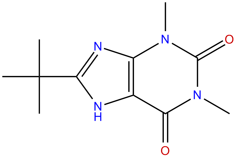 Image of 8-(1,1-dimethylethyl)-3,7-dihydro-1,3-dimethyl-1H-purine-2,6-dione