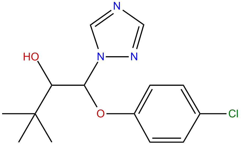Image of beta(4-chlorophenoxy)-alpha-(1,1-dimethylethyl)-1H -1,2,4-triazole-1-ethanol