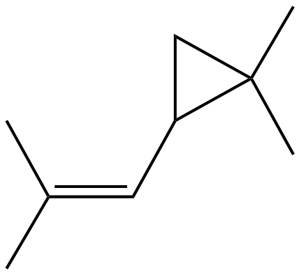 Image of cyclopropane, 1,1-dimethyl-2-(2-methyl-1-propenyl)-