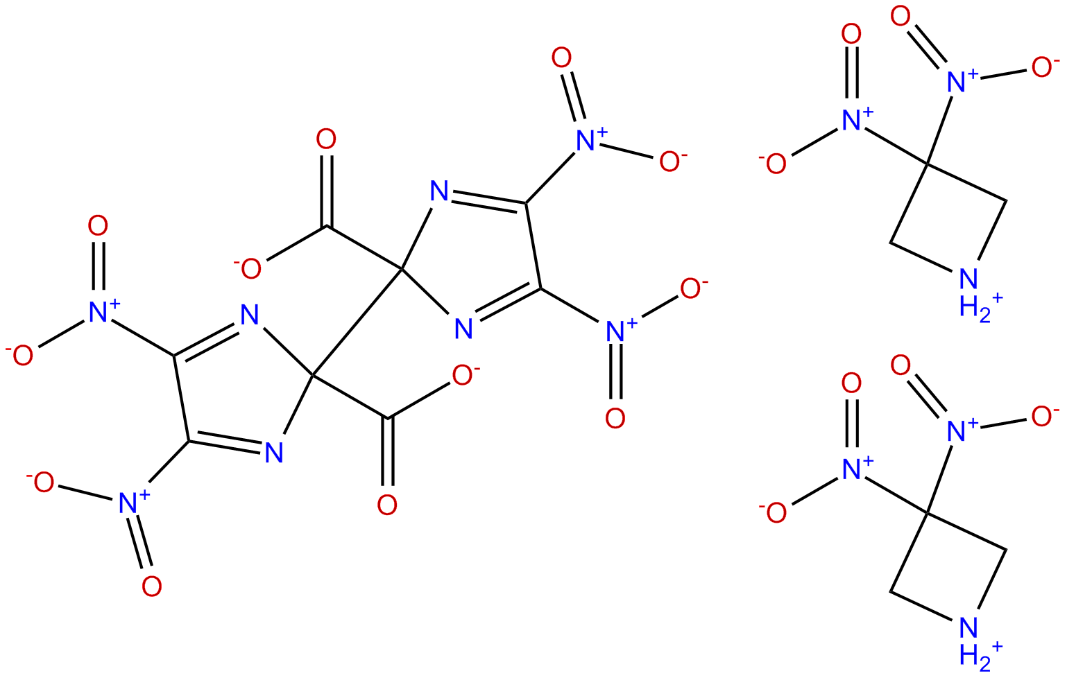 Image of Di-(3,3-Dinitroazetidinium) 4,4',5,5'-Tetranitro-2,2'-biimidazolate