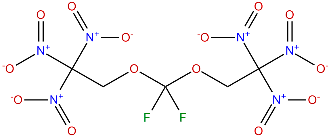 Image of ethane, 1,1'-[(difluoromethylene)bis(oxy)]bis[2,2,2-trinitro-