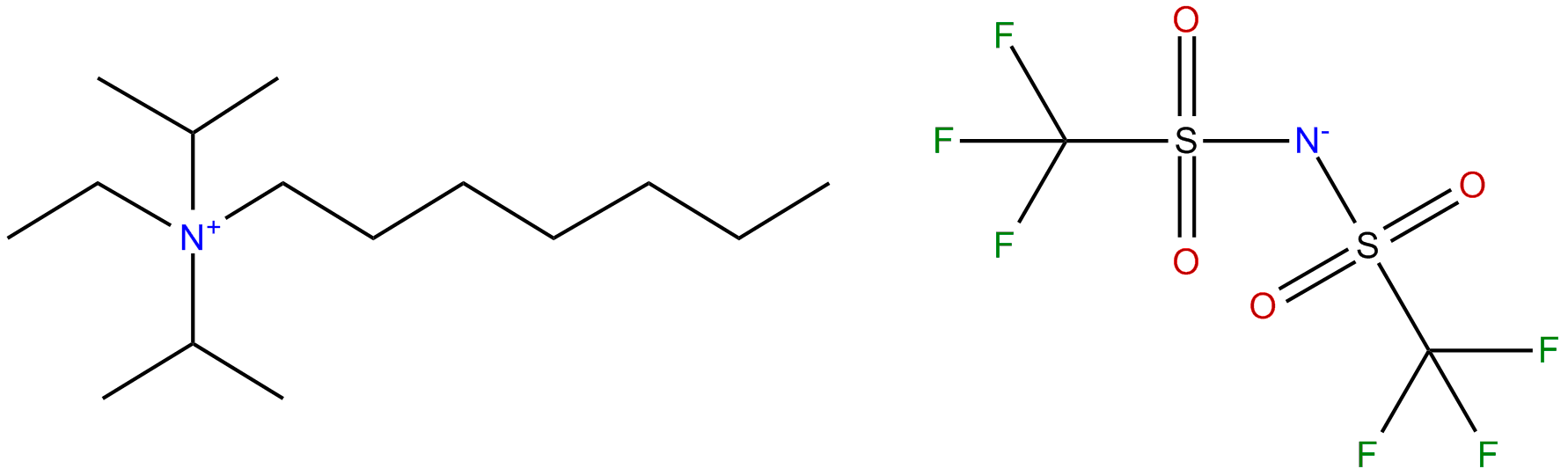 Image of ethylheptyl-di-(1-methylethyl)ammonium bis[(trifluoromethyl)sulfonyl]imide