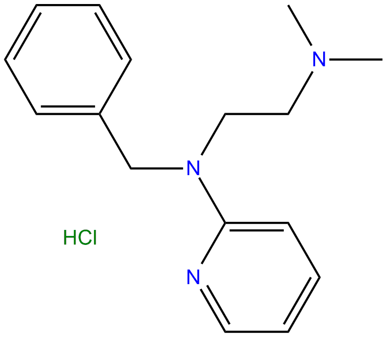 Image of N,N-dimethyl-N'-(phenylmethyl)-N'-pyridinyl-1,2-ethanediamine hydrochloride