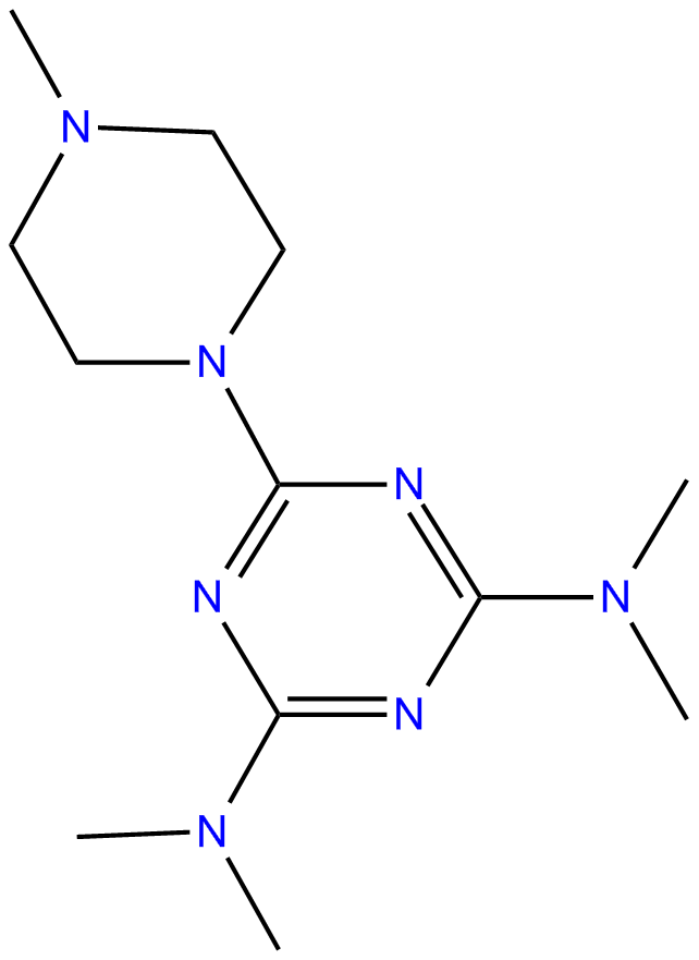Image of N,N,N',N'-tetramethyl-6-(4-methyl-1-piperazinyl)-1,3,5-triazine-2,4-diamine