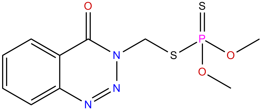 Image of O,O-dimethy-S-[(4-oxo-1,2,3-benzotriazin-3(4H)-yl)methyl] phosphorodithioate