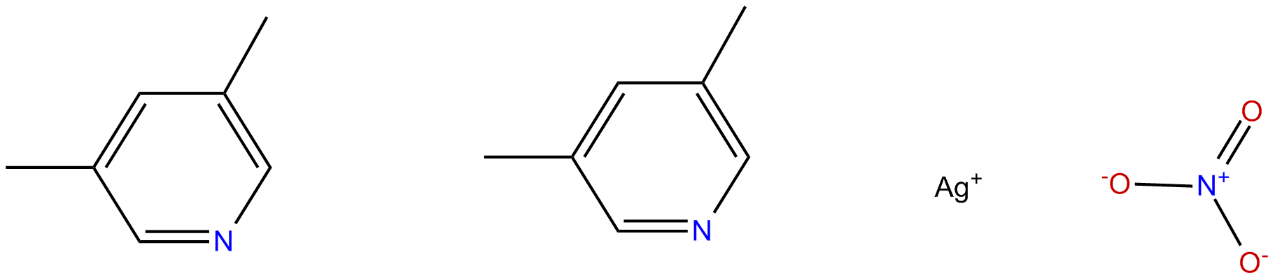 Image of silver nitrate, complex with 3,5-dimethylpyridine (1:2)