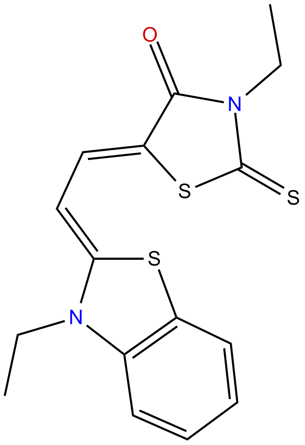 Image of (Z,Z)-3-ethyl-5[(3-ethyl-2(3H)-benzothiazolylidene)ethylidine]-2-thioxo-4-thiazolidinone